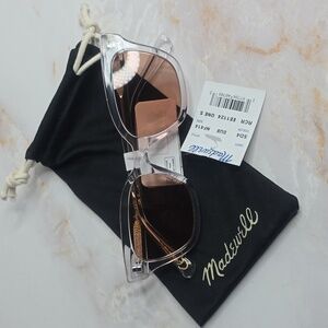 madewell pierport sunglasses clear frame rose gold lens acetate new